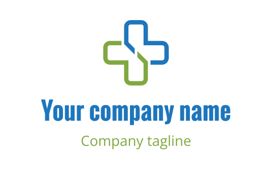 Modern logo design featuring a blue and green cross shape