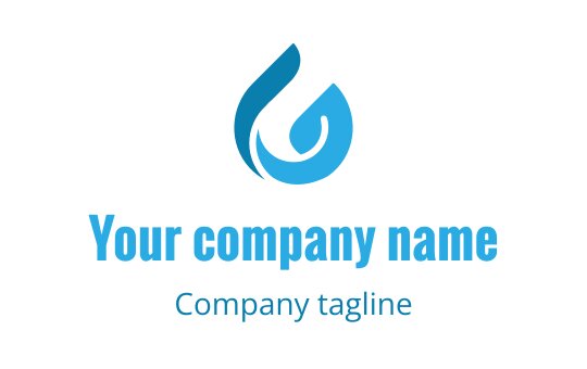 Modern blue logo design featuring abstract water droplet shapes