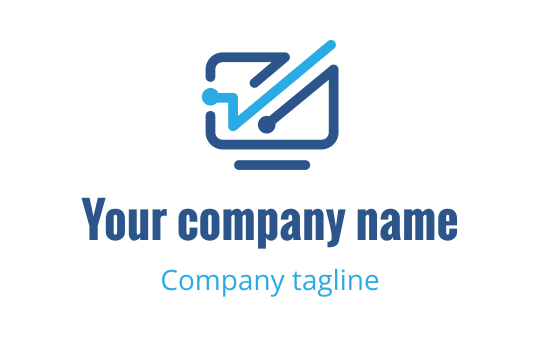 Modern logo design featuring a stylized graph and screen in blue tones