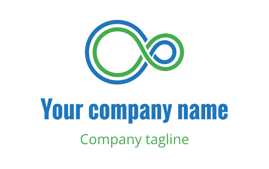 Modern infinity logo design with blue and green intertwined lines