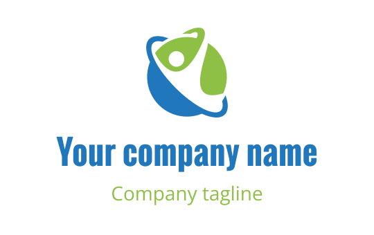 Modern logo design featuring a stylized figure within a globe shape