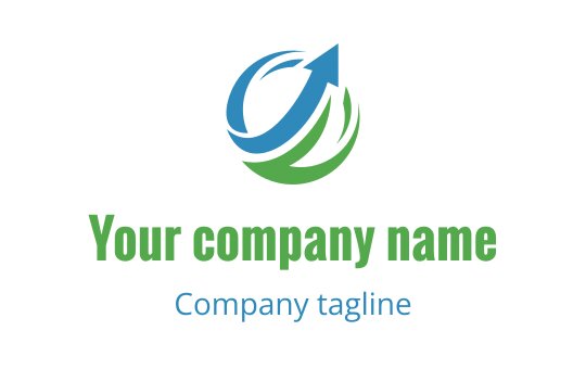 Modern logo design featuring a blue arrow and green circular elements