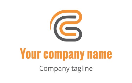 Modern logo design featuring interlocking orange and gray shapes