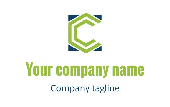 Modern geometric logo design featuring a stylized green letter C