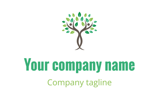Modern tree logo design with green leaves and brown trunk