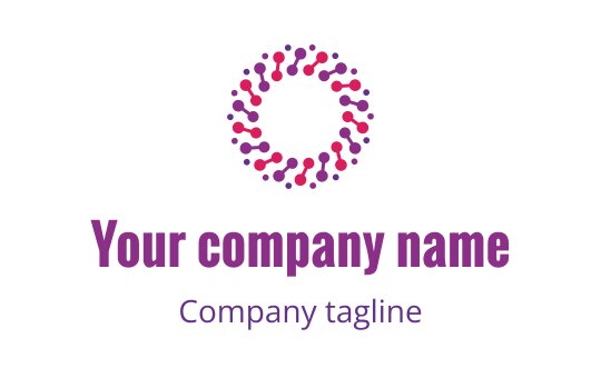 Colorful circular logo design with dots in pink and purple hues