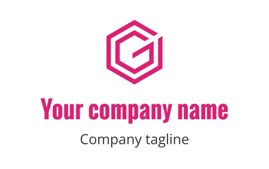 Modern hexagonal logo design featuring a bold pink letter G