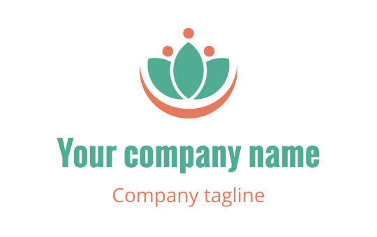 Modern logo design featuring a stylized lotus flower in teal and coral