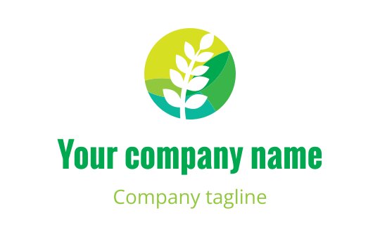 Modern logo design featuring a green leaf within a circular gradient background