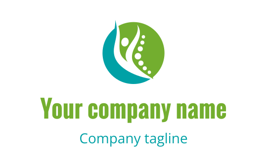 Vibrant logo design featuring a green and blue abstract figure within a circle