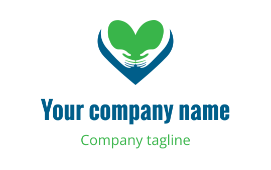 Heart-shaped logo design with green and blue elements