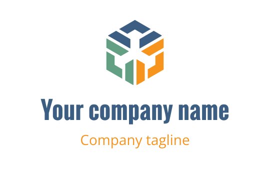 Modern hexagonal logo design with blue, green, and orange elements
