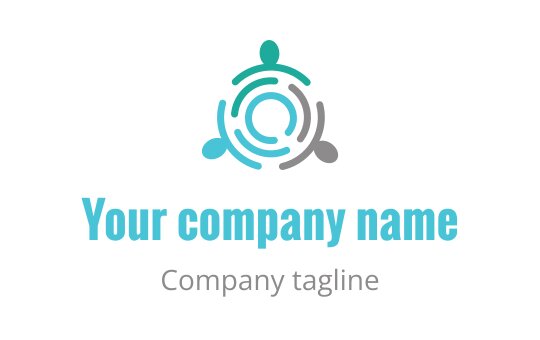 Modern logo design featuring interconnected figures in teal and gray