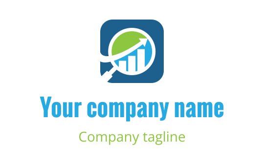 Modern logo design featuring a green and blue upward trend graph