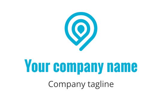 Modern blue location pin logo design with circular elements