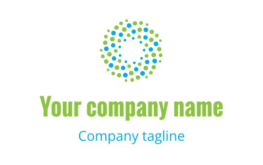 Modern circular logo design with green and blue dotted pattern