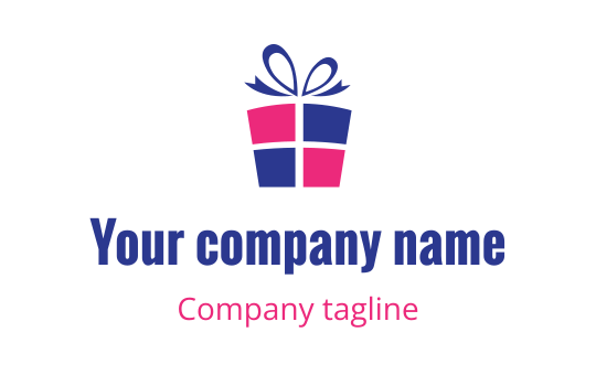 Colorful gift box logo design with a bow and rounded edges