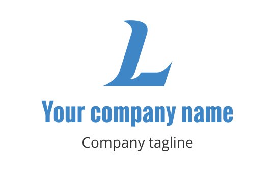 Stylish blue logo design featuring a prominent letter "L