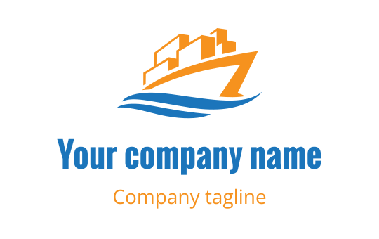 Modern ship logo design with orange and blue elements
