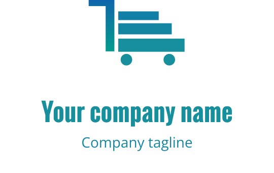 Modern logo design featuring a stylized cart with stacked boxes