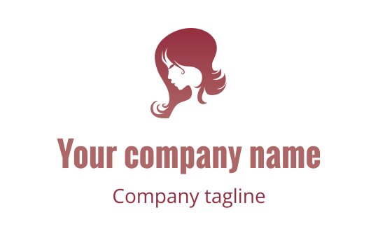 Elegant logo design featuring a silhouette of a woman with flowing hair