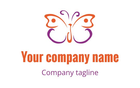 Colorful butterfly logo design with orange and purple accents