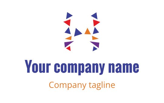 Colorful geometric logo design with triangular shapes and bold lettering