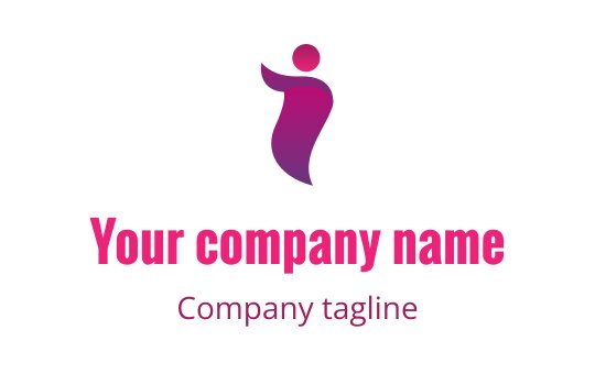 Modern abstract logo design featuring a pink figure and rounded shapes
