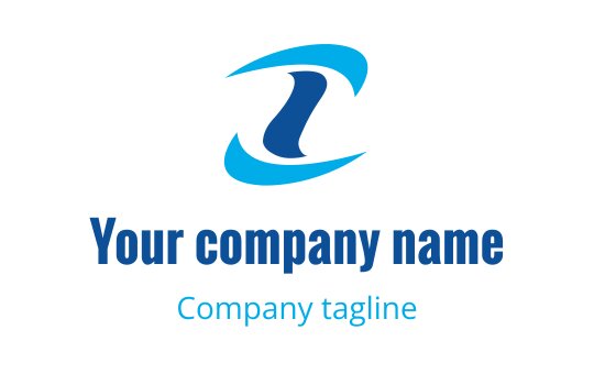 Modern blue and turquoise logo design with abstract shapes and flowing lines
