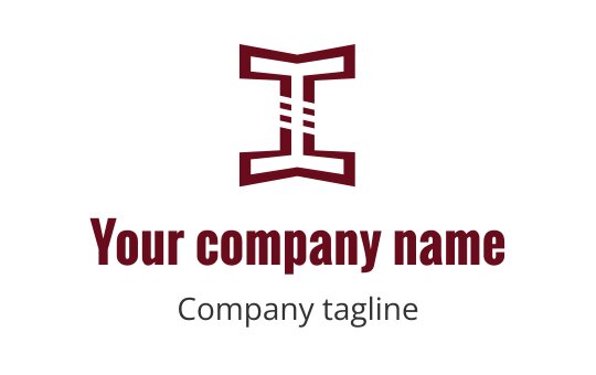 Bold logo design featuring a stylized letter "I" in maroon
