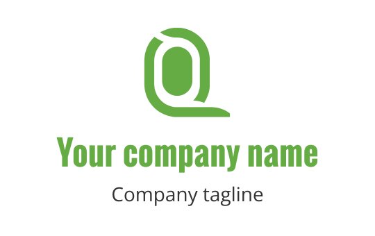 Modern green logo design featuring a stylized letter Q