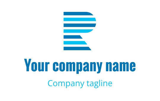 Modern blue logo design featuring a stylized letter R with stripes