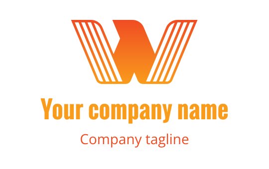 Bold orange and black logo design featuring stylized letter W with stripes