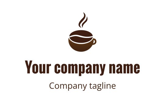 Coffee cup logo design with steam and brown tones