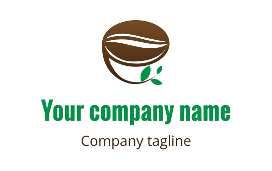 Modern coffee bean logo design with green leaves and earthy tones