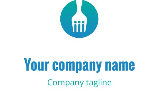 Modern logo design featuring a fork within a circular gradient background