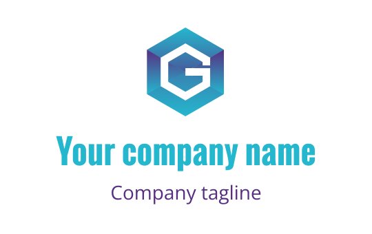 Modern hexagonal logo design with gradient blue and purple elements