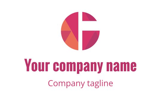 Modern circular logo design with geometric shapes in pink and orange