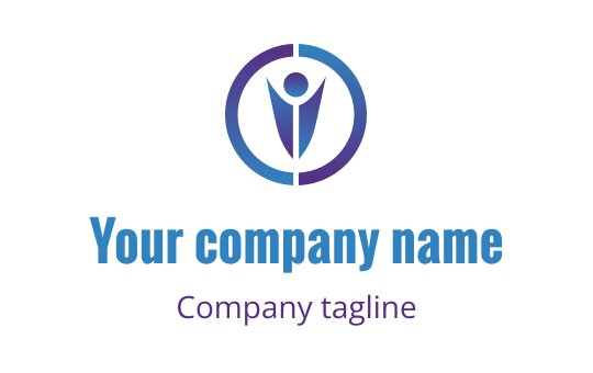Modern logo design featuring a stylized figure within a circular shape
