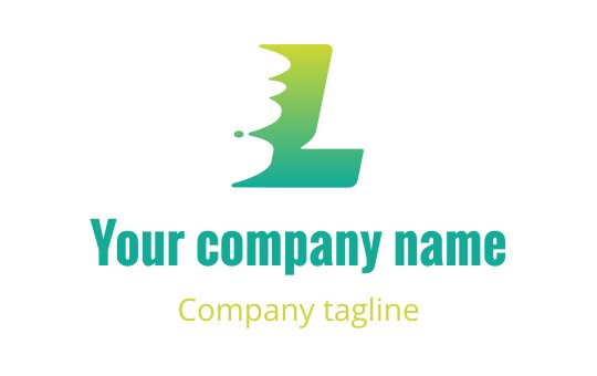 Modern logo design featuring a stylized profile in green and blue gradient