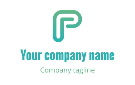 Modern teal logo design featuring a stylized letter P