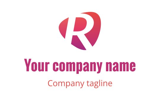 Modern logo design featuring a stylized letter R in gradient pink and purple