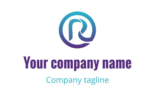 Modern circular logo design featuring a stylized letter "R" in gradient blue and purple