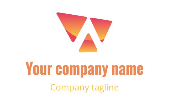Modern logo design featuring overlapping triangles in gradient pink and orange