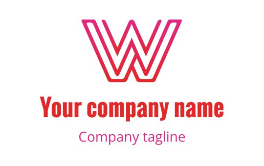 Stylish red and pink logo design featuring a bold letter W