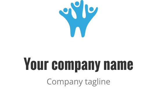Creative logo design featuring three abstract figures in blue