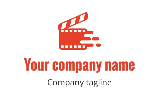Dynamic red film clapper logo design with motion lines