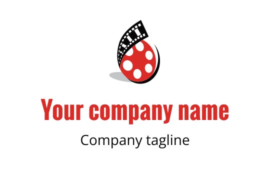 Playful ladybug logo design with a film reel element