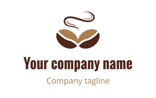 Stylish coffee bean logo design with steam and earthy tones