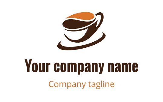Modern coffee cup logo design with warm brown and orange colors